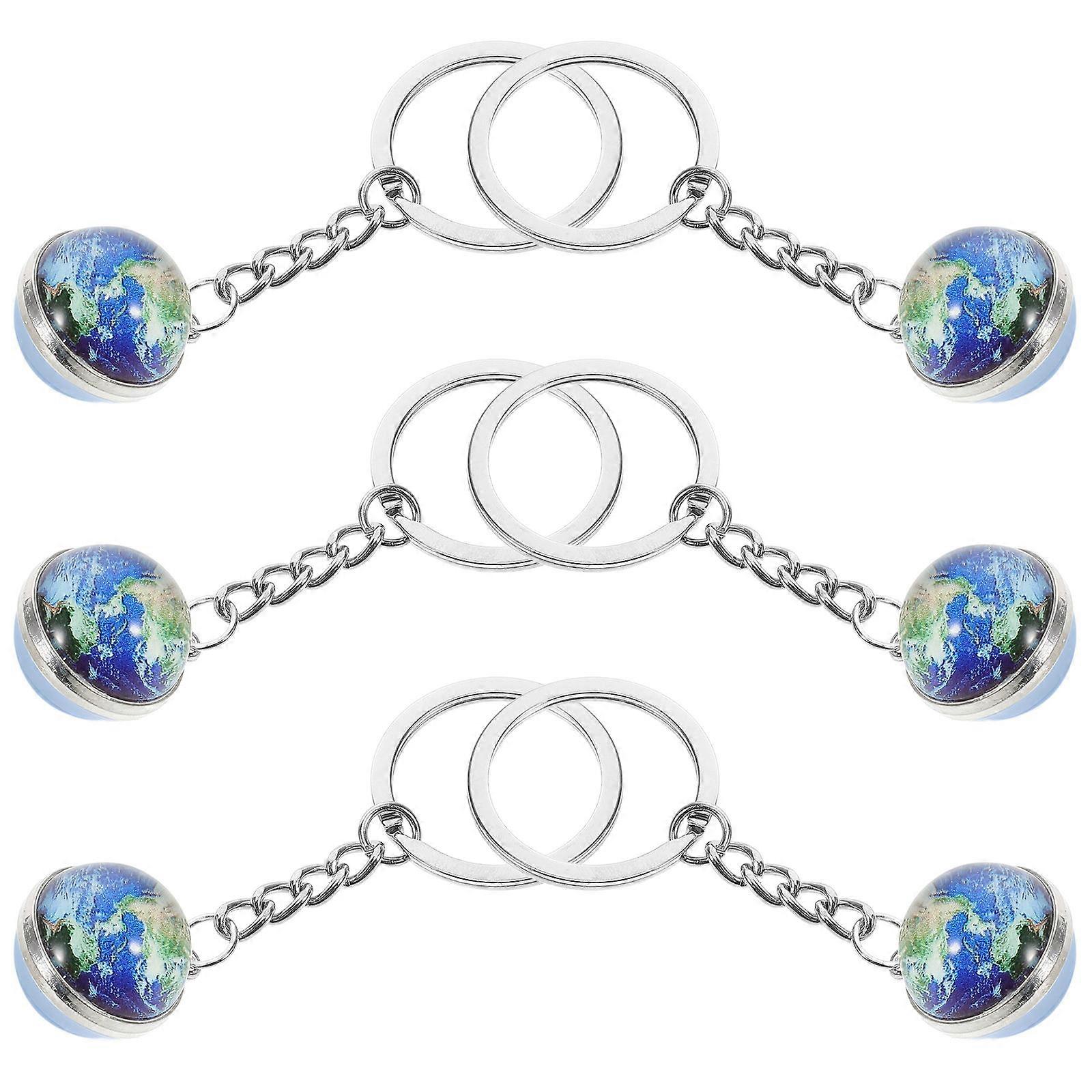 Decorative Luminous Globe Keychain Set with 6Pcs Double-Sided Crystal Globes