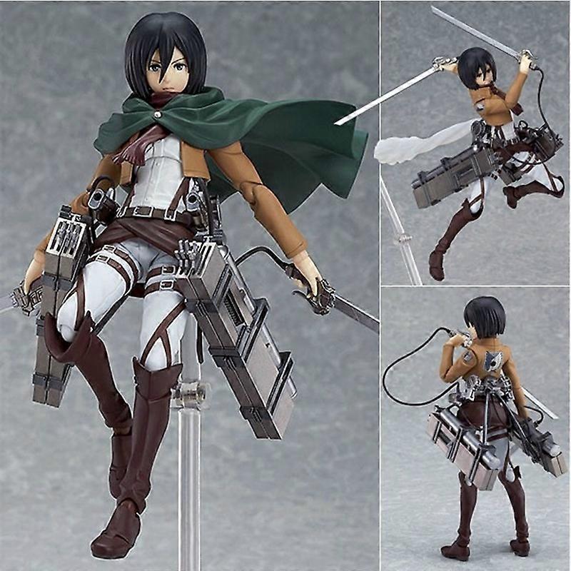 Anime Figure Attack On Titan Mikasa��Ackerman Standing Holding Sword Detachable Model Toy PVC Collection Desktop Ornaments 19CM