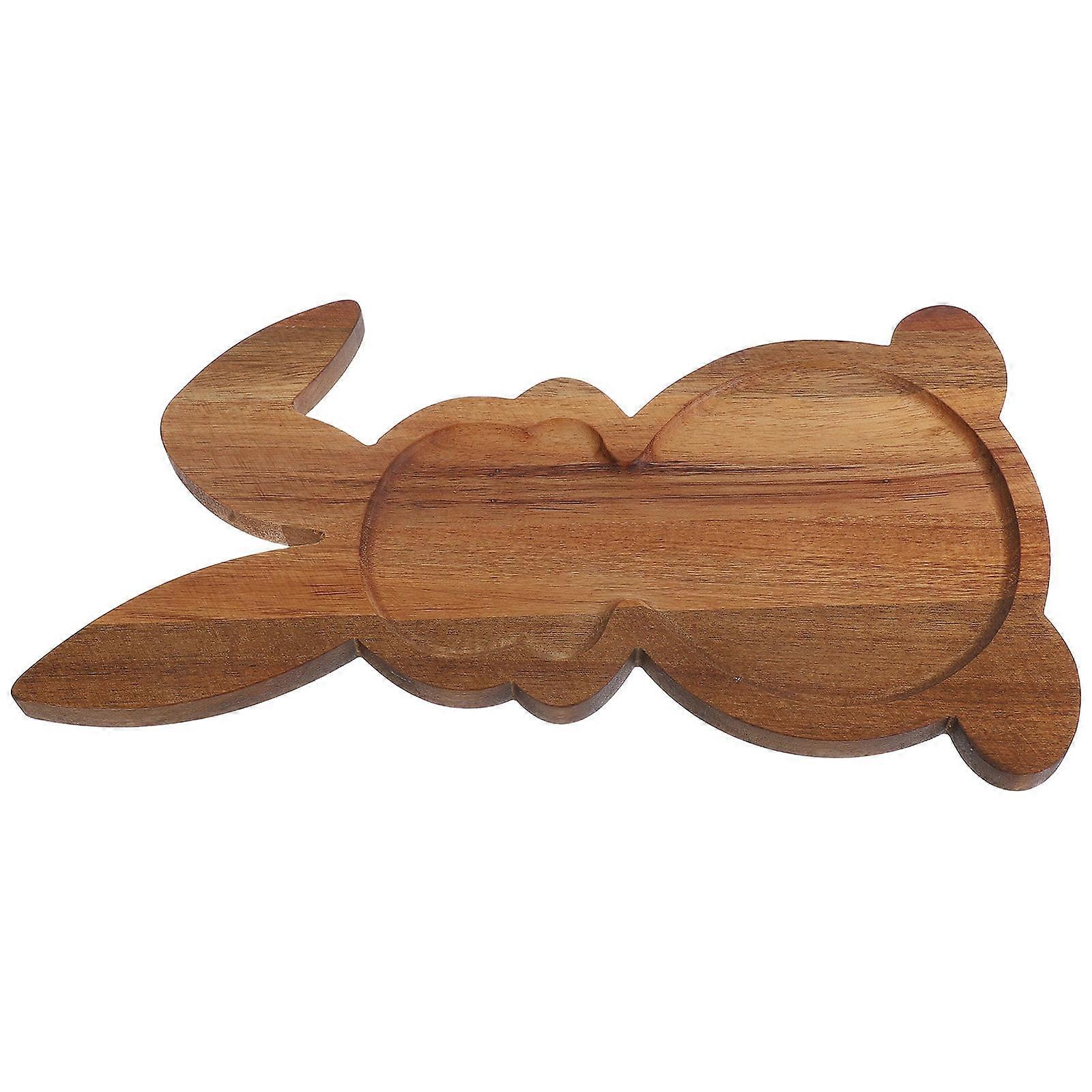 Wood Rabbit Serving Tray Easter Board for Snack Serving