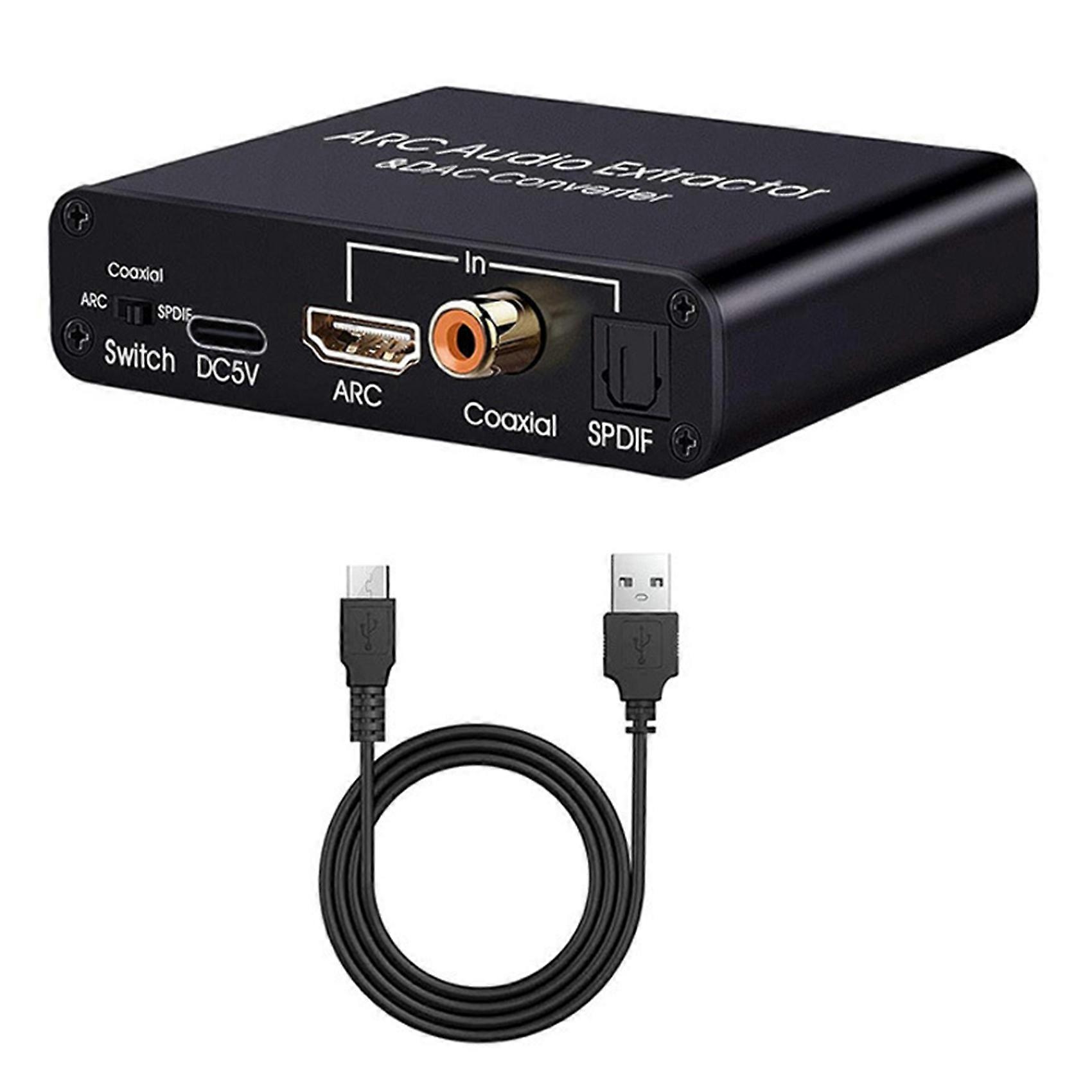 192KHz ARC Audio Extractor DAC Digital to Analog Audio Converter ARC to Optical/SPDIF Coaxial Stereo L/R 3.5mm