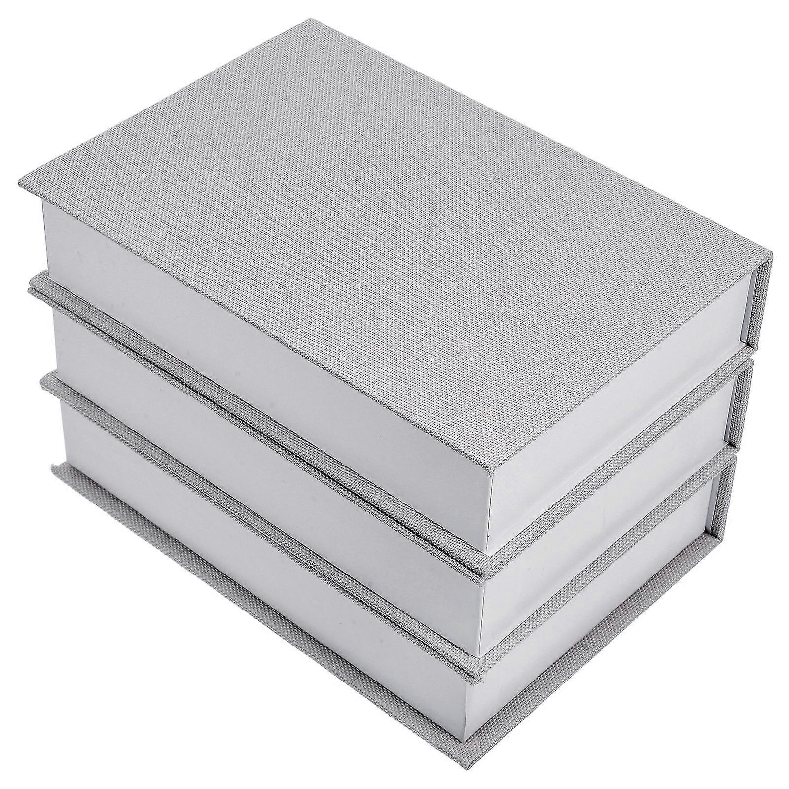 Fake Book Box Linen Book Shape Decoration for Shelf 3Pcs Storage Organizer