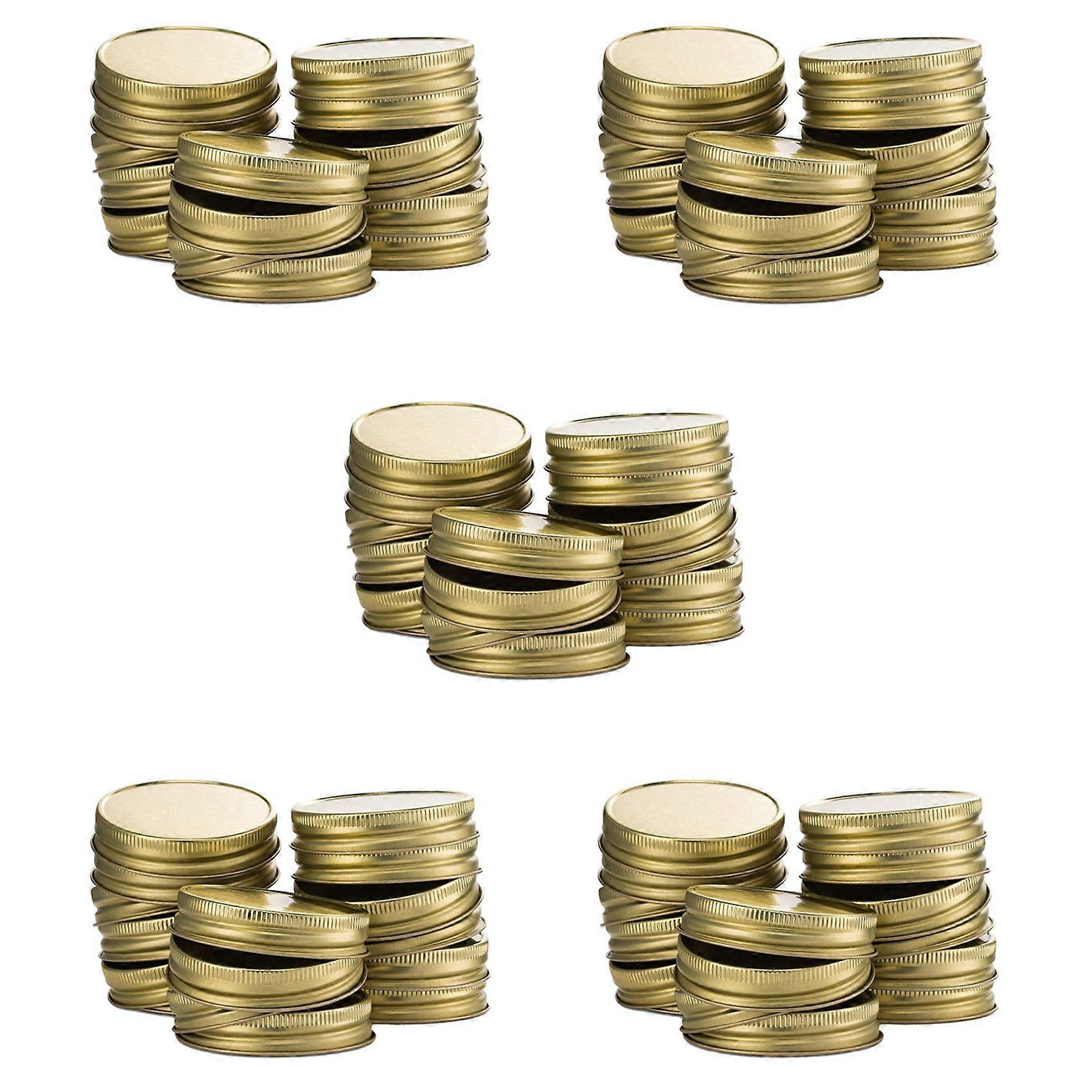 120 Packs Jar Lids Regular Mouth Leak Proof Secure Storage Solid Caps (Gold)