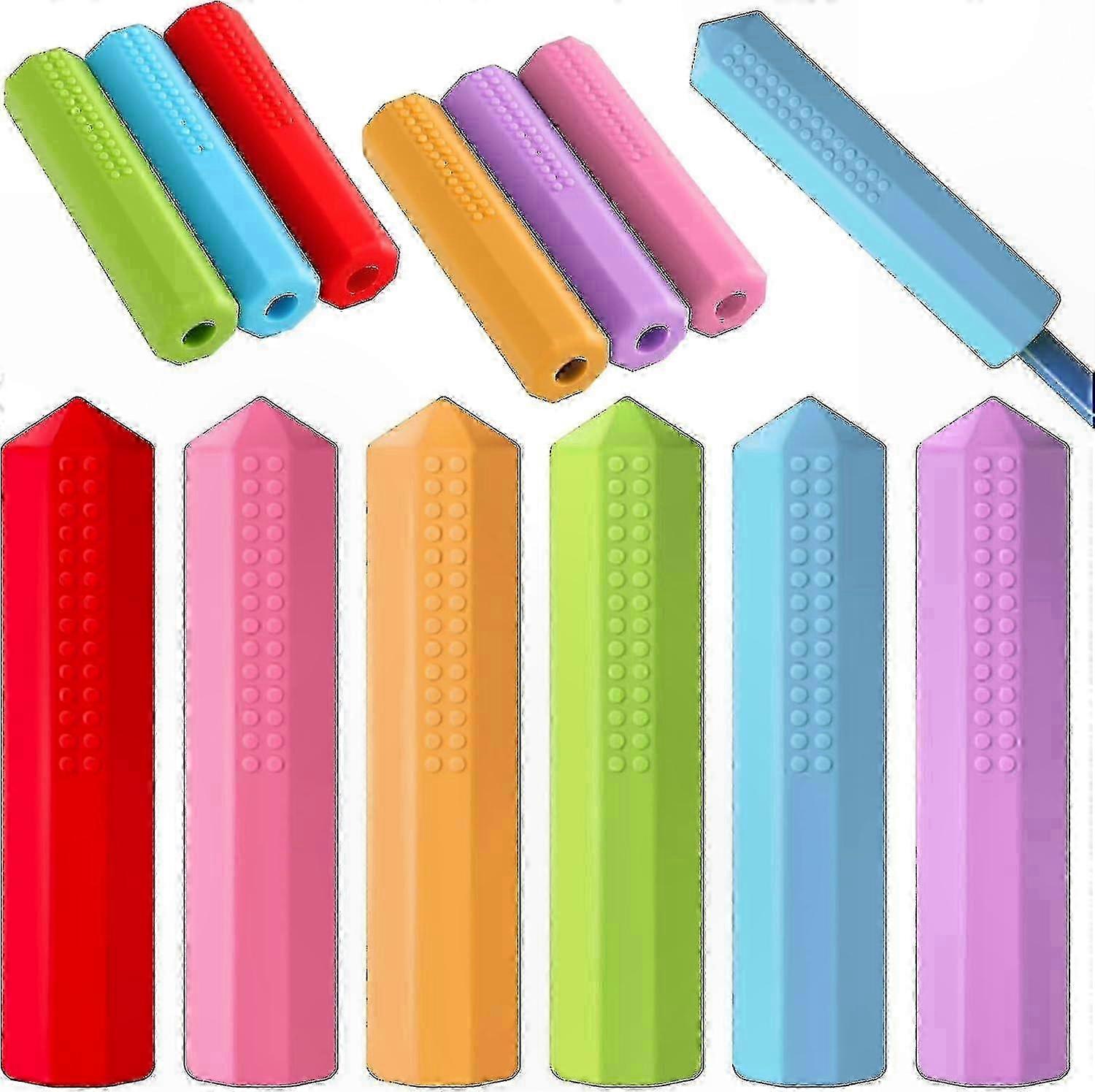 Silicone Pencil Toppers Set, 6 Pack Chewable Sensory Tools for Focus and Calm, Ideal for School and Study Use