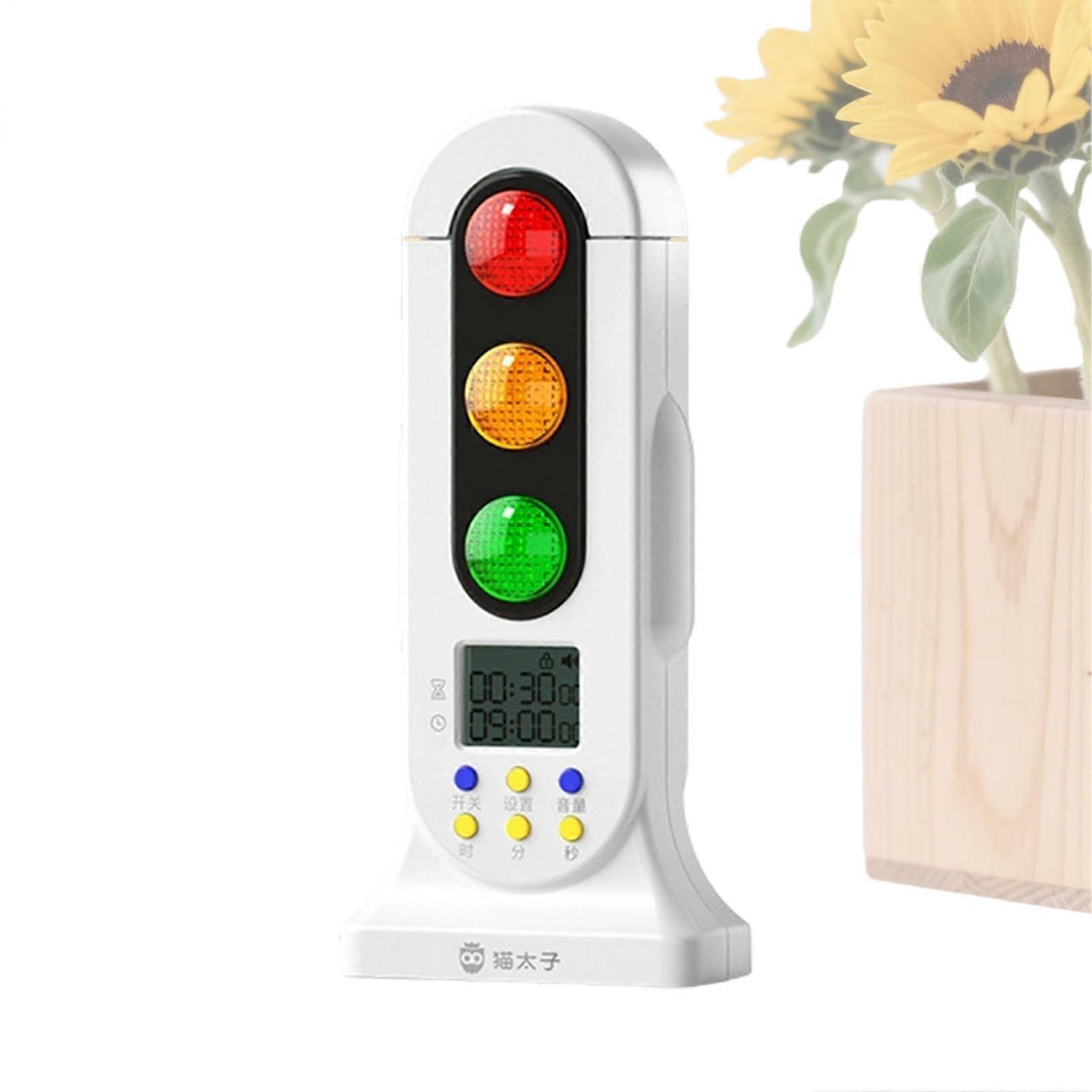 Visual Timer with LED Traffic Light Countdown for Classroom, Silent Adjustable Red Yellow Green Indicator
