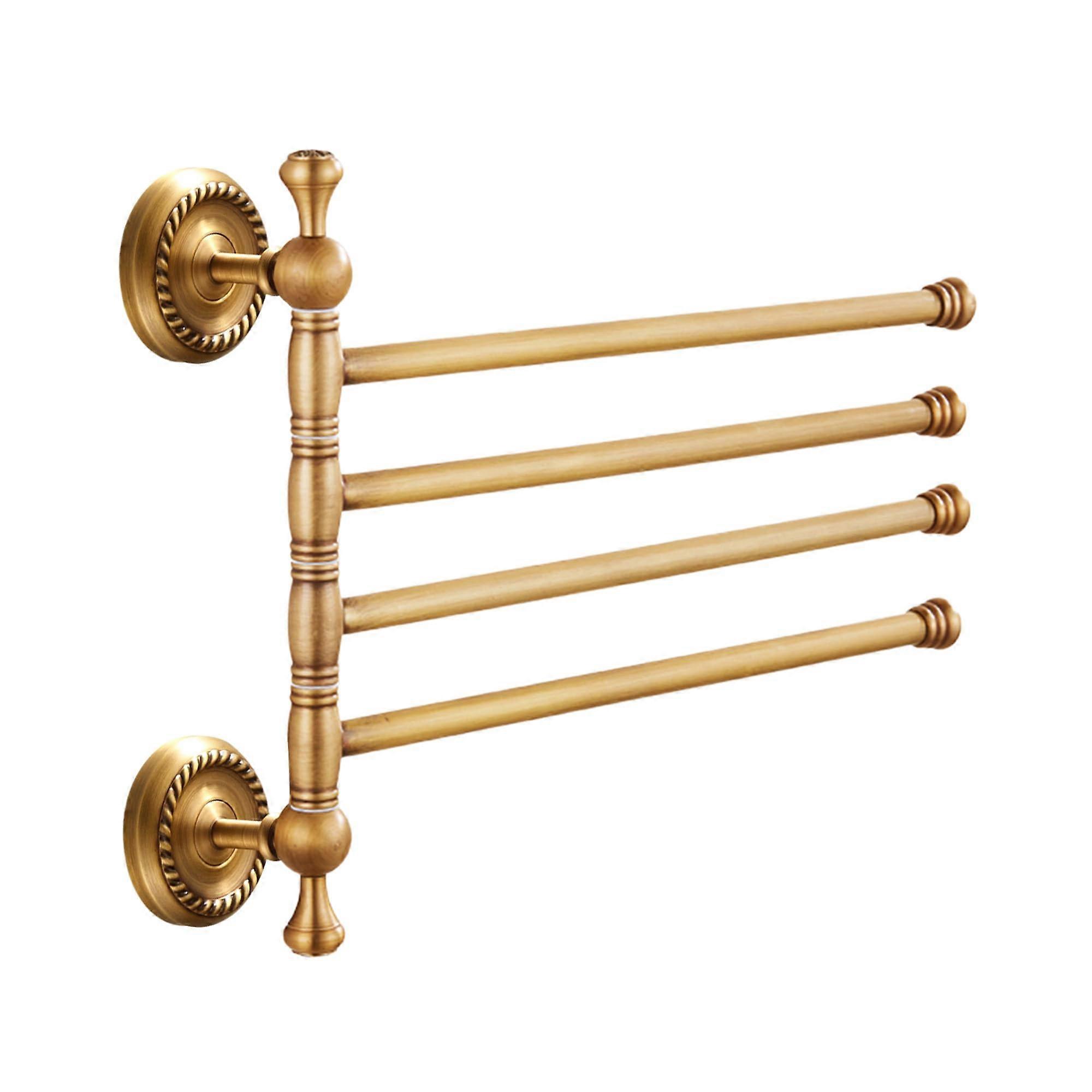 Wall Mounted Brass Towel Rack with Foldable 4Bar Design, RustResistant Brushed Bronze Finish