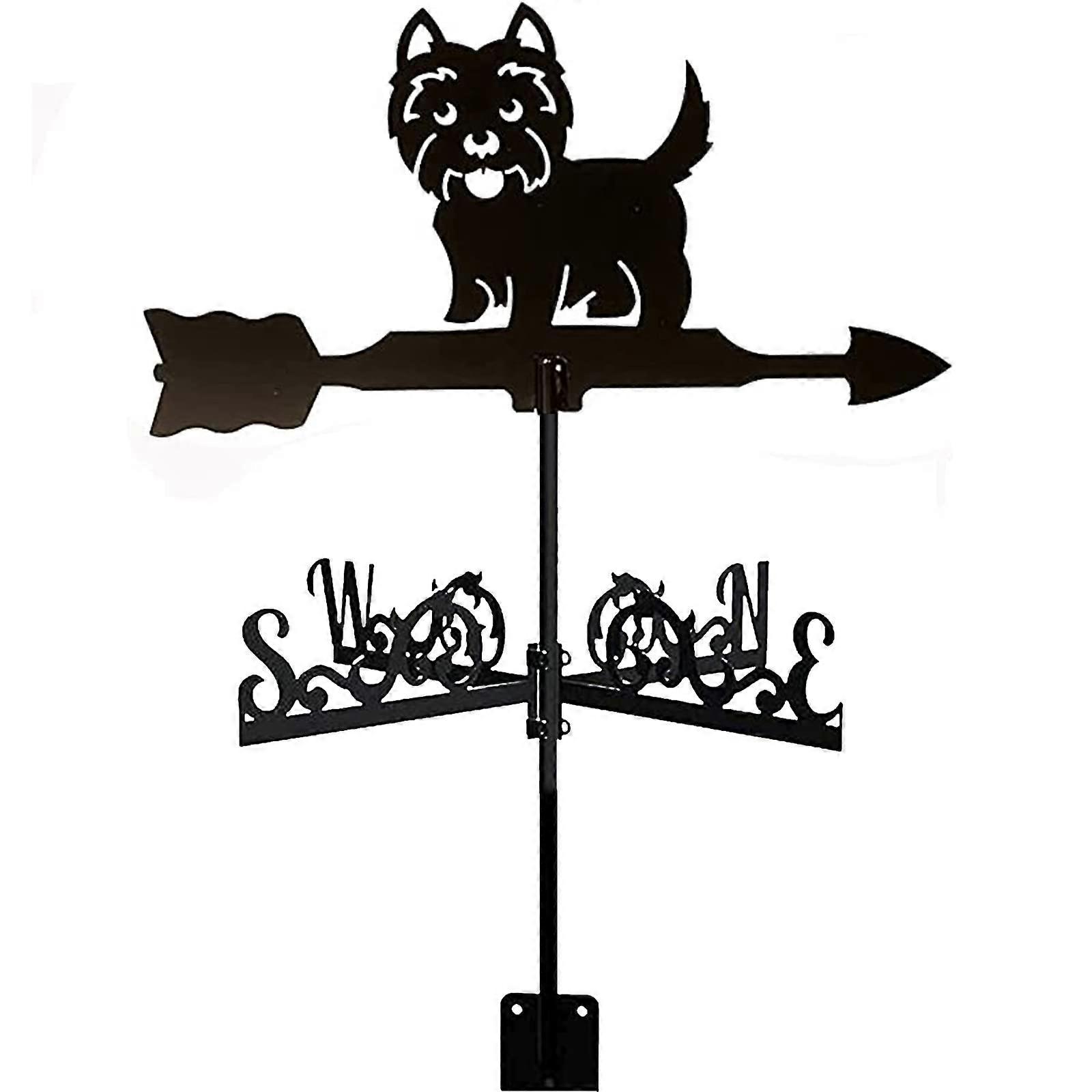 Garden Weathervane Outdoor Iron Black Dog Wind Direction Indicator RustResistant Yard Tool