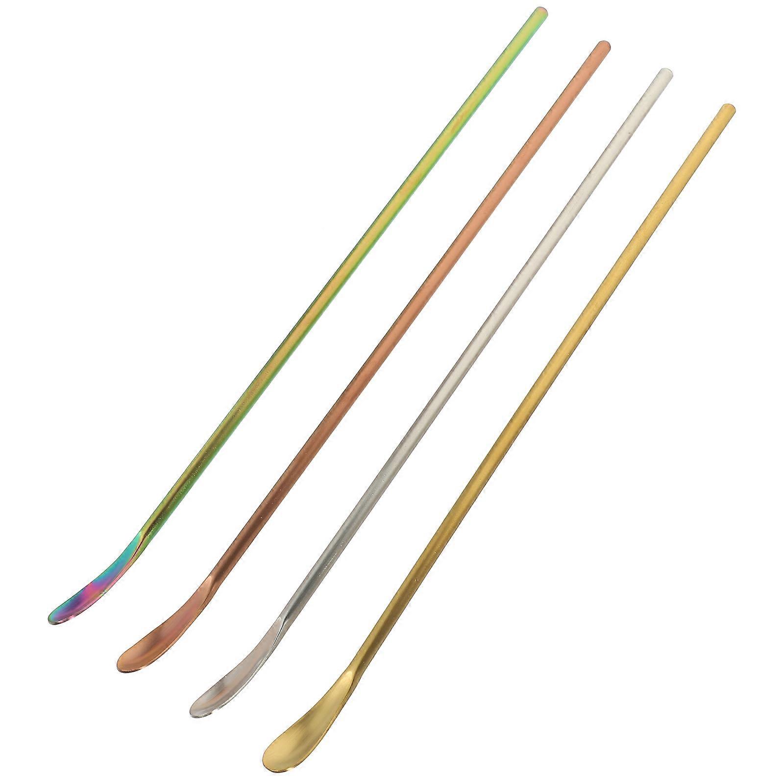 Cocktail Mixing Stainless Steel Stirring Spoon 4Pcs Assorted