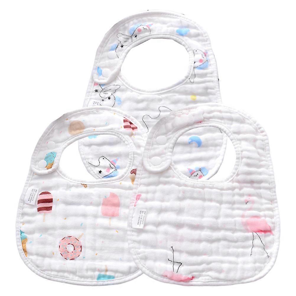 U Shaped Infant Bib Set for Feeding with Snap Button 1Set White Design
