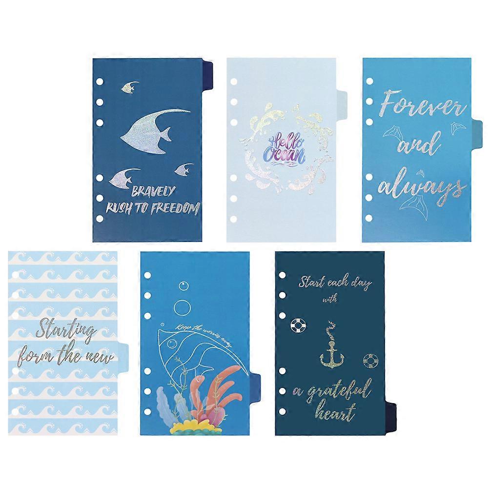 School Binder Divider Ocean Style Refill Paper for Notebook Use 6Pcs Set