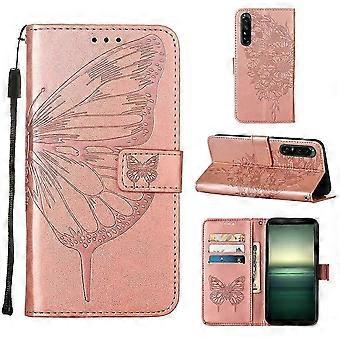 For Sony Xperia 1 IV Embossed Butterfly Leather Phone Case 25-26