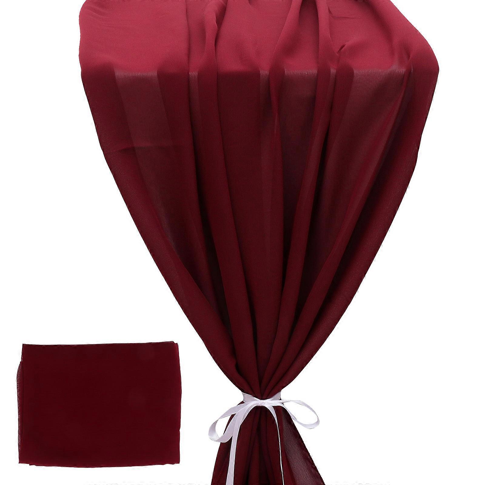 Dark Red Chiffon Table Runner for Party Table Decoration 2Pcs Set