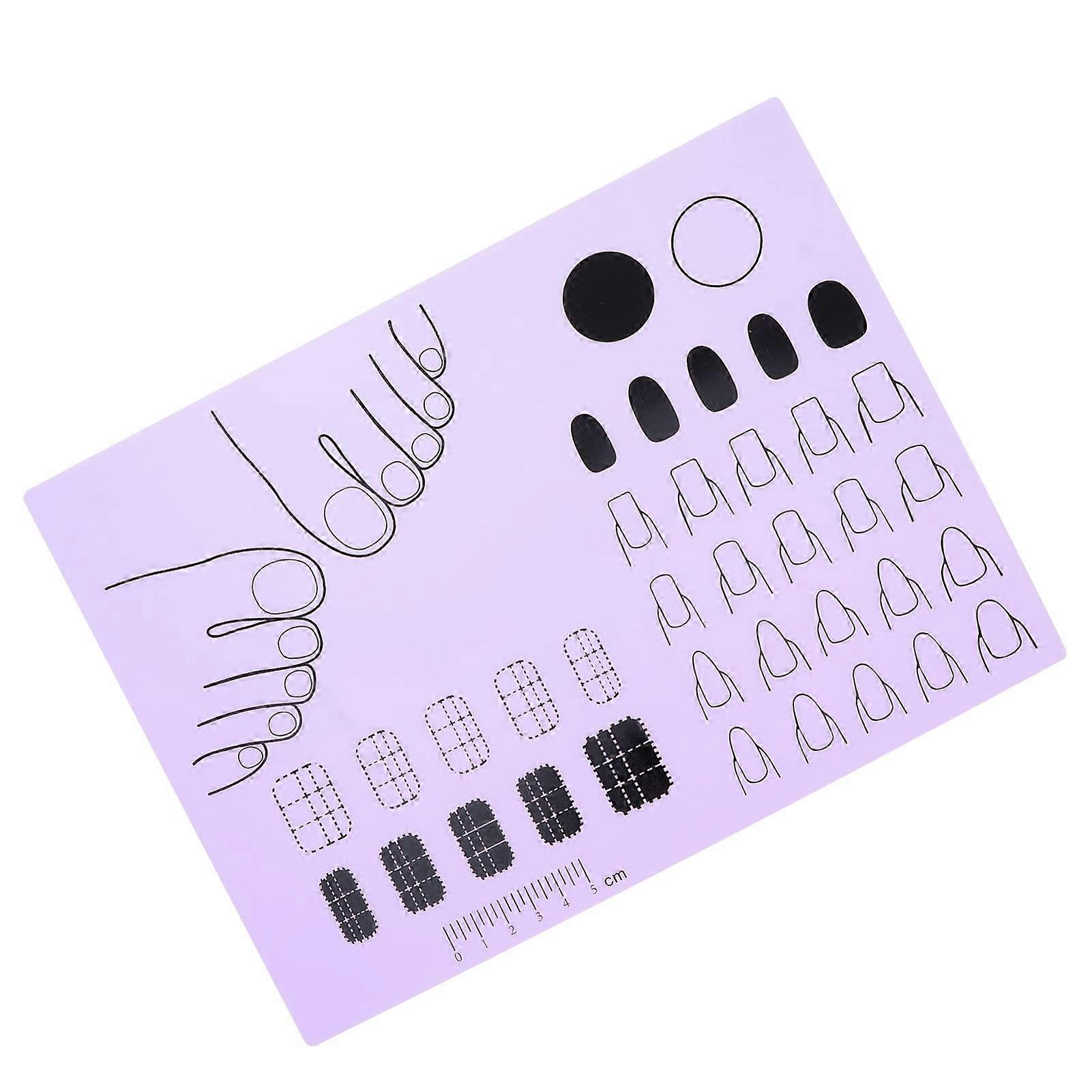 Purple Silicone Nail Art Practice Mat for Acrylic Application, Washable Training Sheet for Beginners