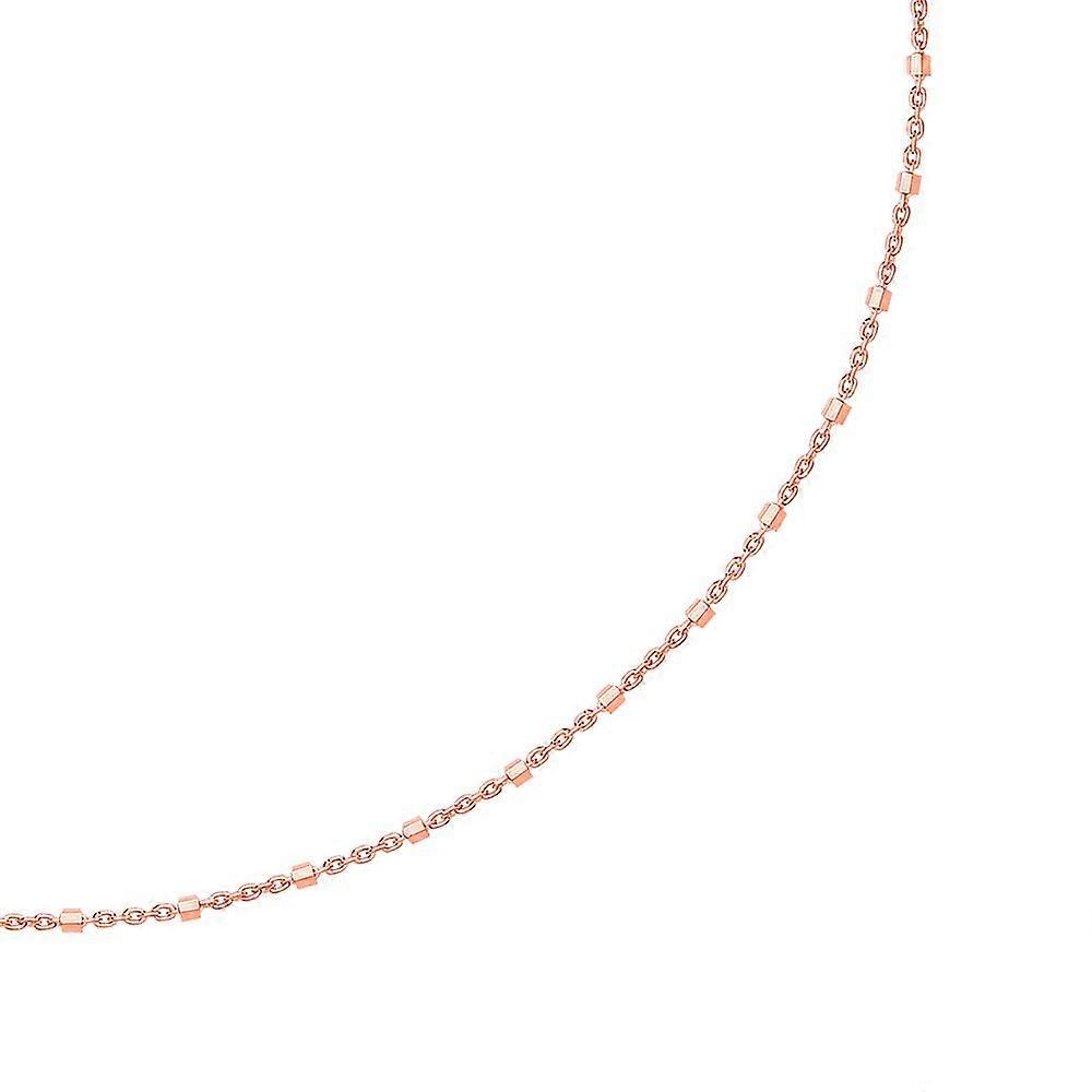 Jewelco London Ladies Rose Gold-Plated Sterling Silver Octagon Prism Bead Chain Choker Collarette Necklace 14 inch