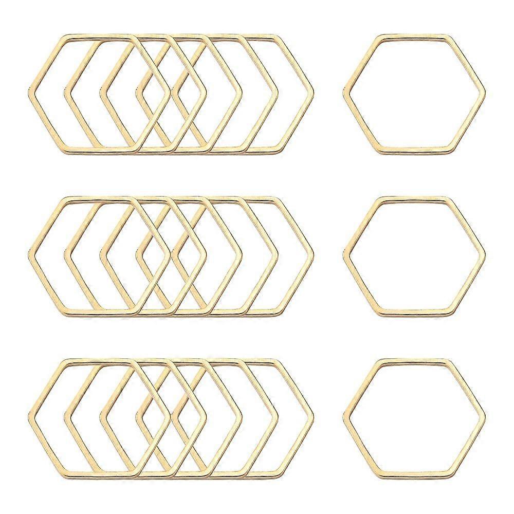 Brass Linking Rings Hexagon Light golden 20x22.5x1mm