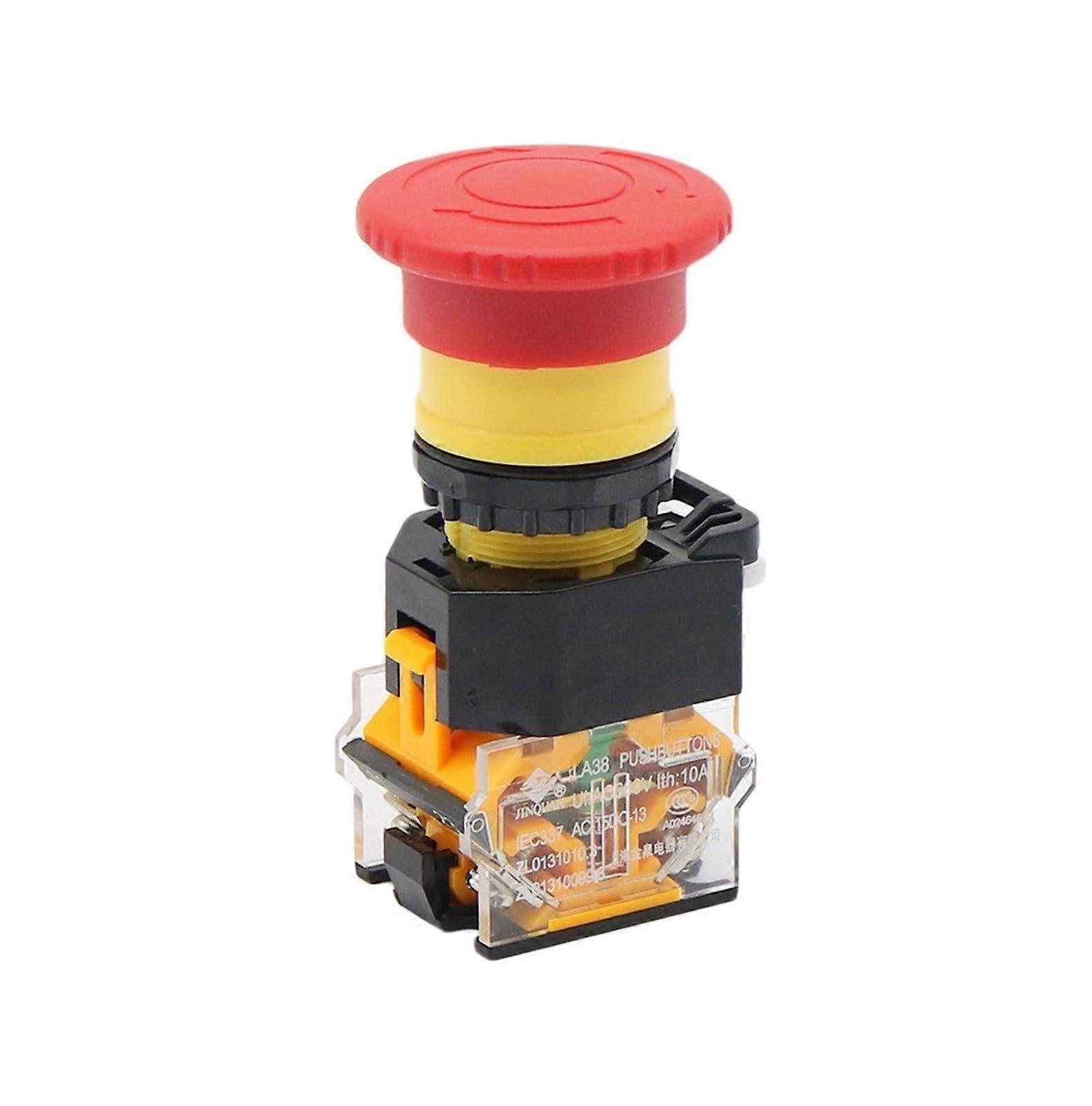 Emergency Stop Button 22mm Red Mushroom Head Push Button Switch 1NO 1NC SelfLocking Safety