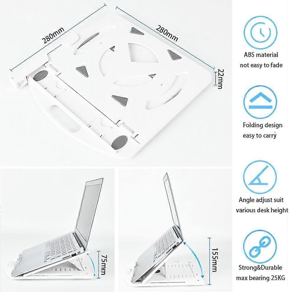 Adjustable Laptop Stand with Phone Holder, 360° Rotating Base, Foldable Ventilated Riser for 1017 Inch Laptops, White