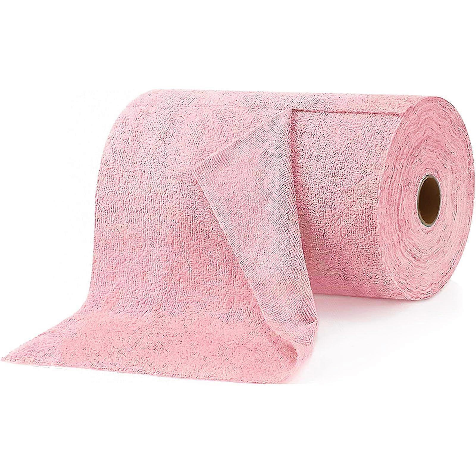 Microfiber Cleaning Cloth Roll 40 Sheets, HandTearable Reusable Towels for Kitchen, Car, Windows, Pink