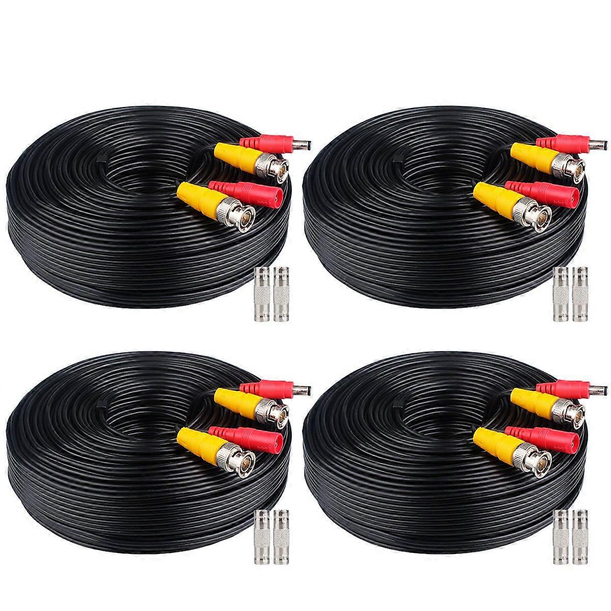 Security Camera Cable 4x100ft 4Pack, BNC CCTV Video Power Cord for 5MP DVR, WeatherResistant