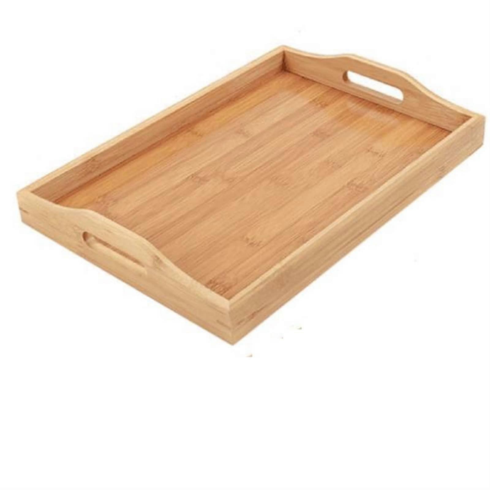 Bamboo Serving Tray with Handles, NonSlip Surface for Breakfast in Bed, Sofa or Table