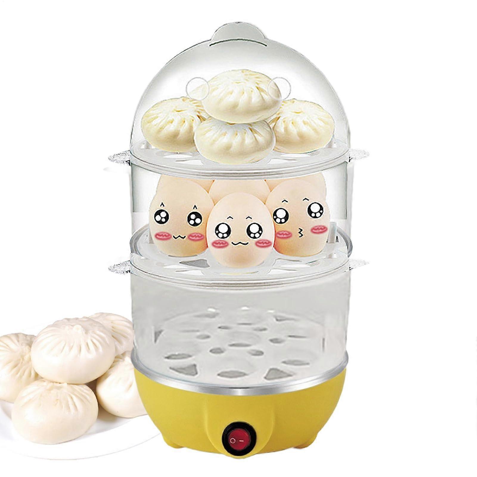 Automatic Egg Cooker with Auto Shut Off, 3Tier Electric Egg Steamer for Hard Boiled Eggs Yellow