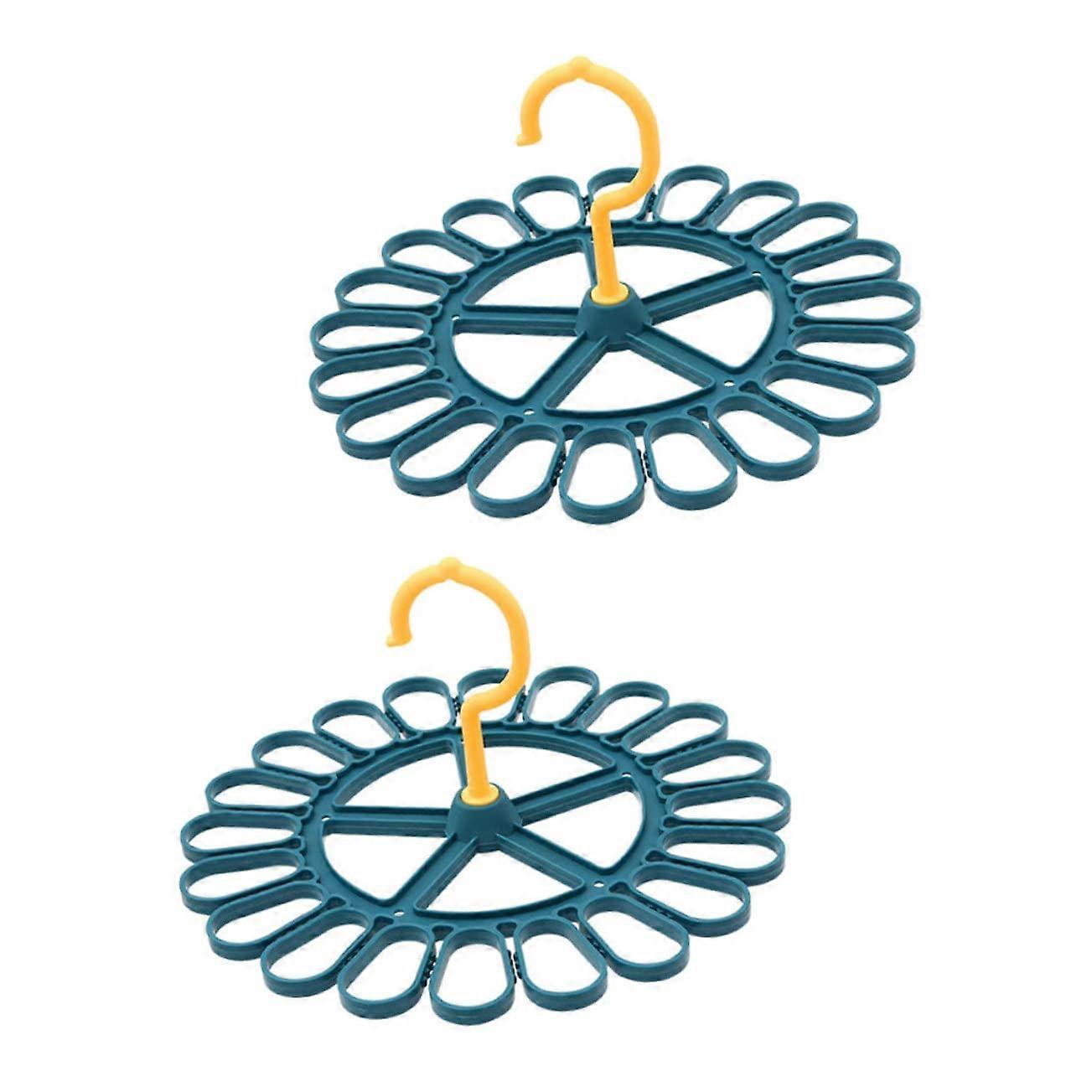 2pcs Windproof Rotating Socks Drying Rack with Clips, SpaceSaving Laundry Hanger for Balcony Dorm, Yellow