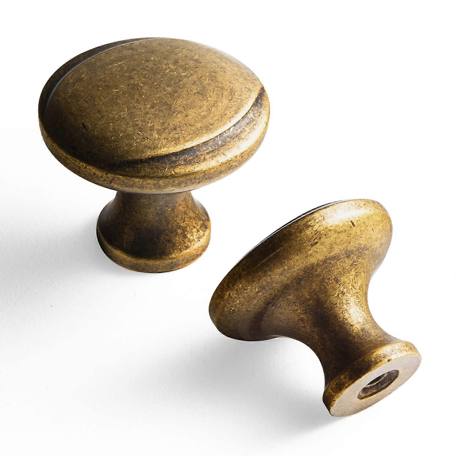 Antique Brass Cabinet Handles Rustic Drawer Pulls for Kitchen Cabinets 11/4 Inch Knobs 6 Pack