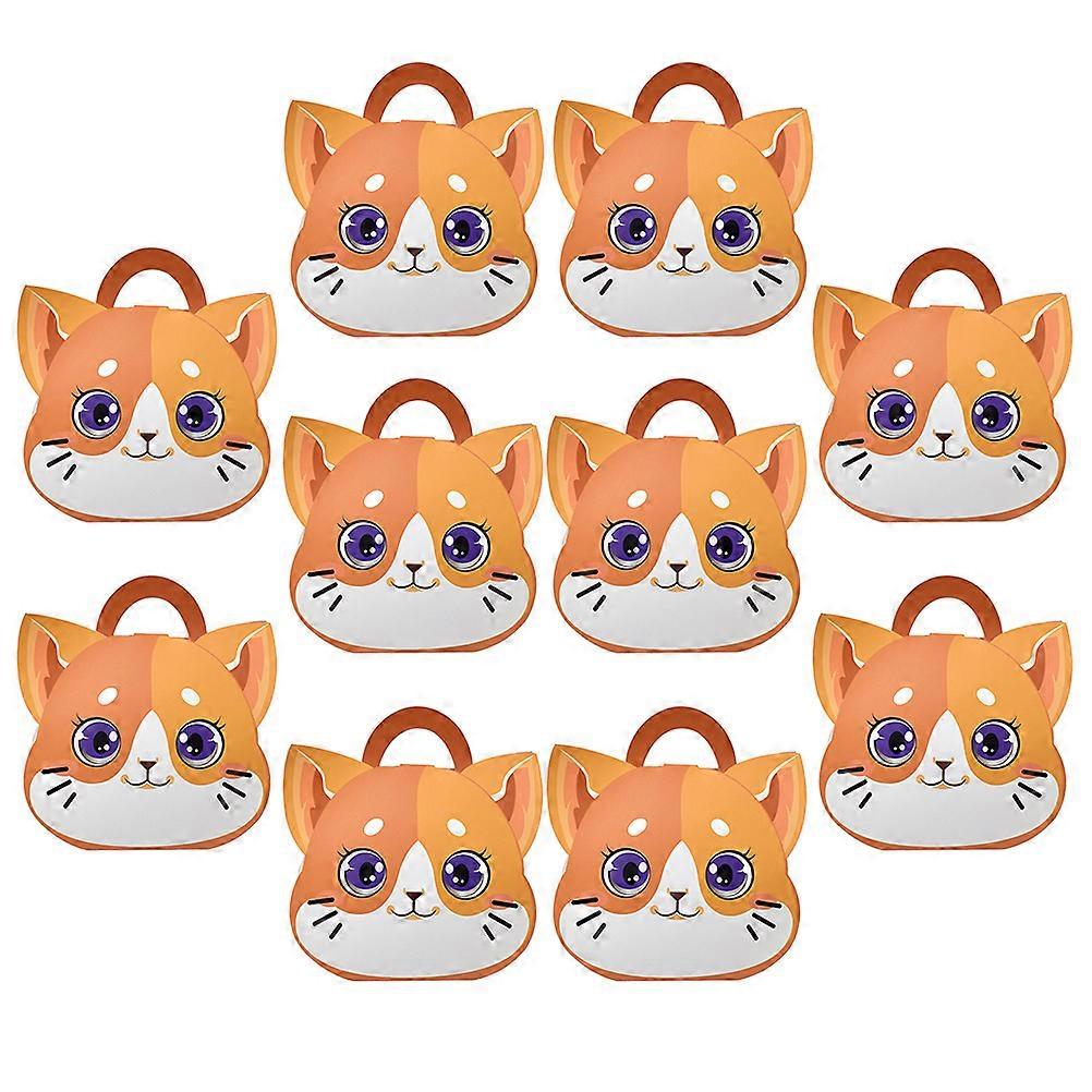 10Pcs Treat Boxes Cat Shape Goodies Boxes Assorted Color for Storage
