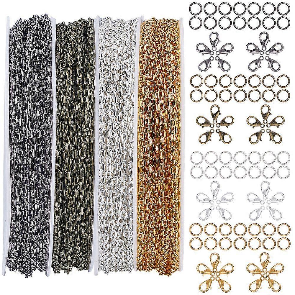 DIY Iron Cable Chains Bracelets Necklaces Making Kits Mixed color 3x2x0.5mm
