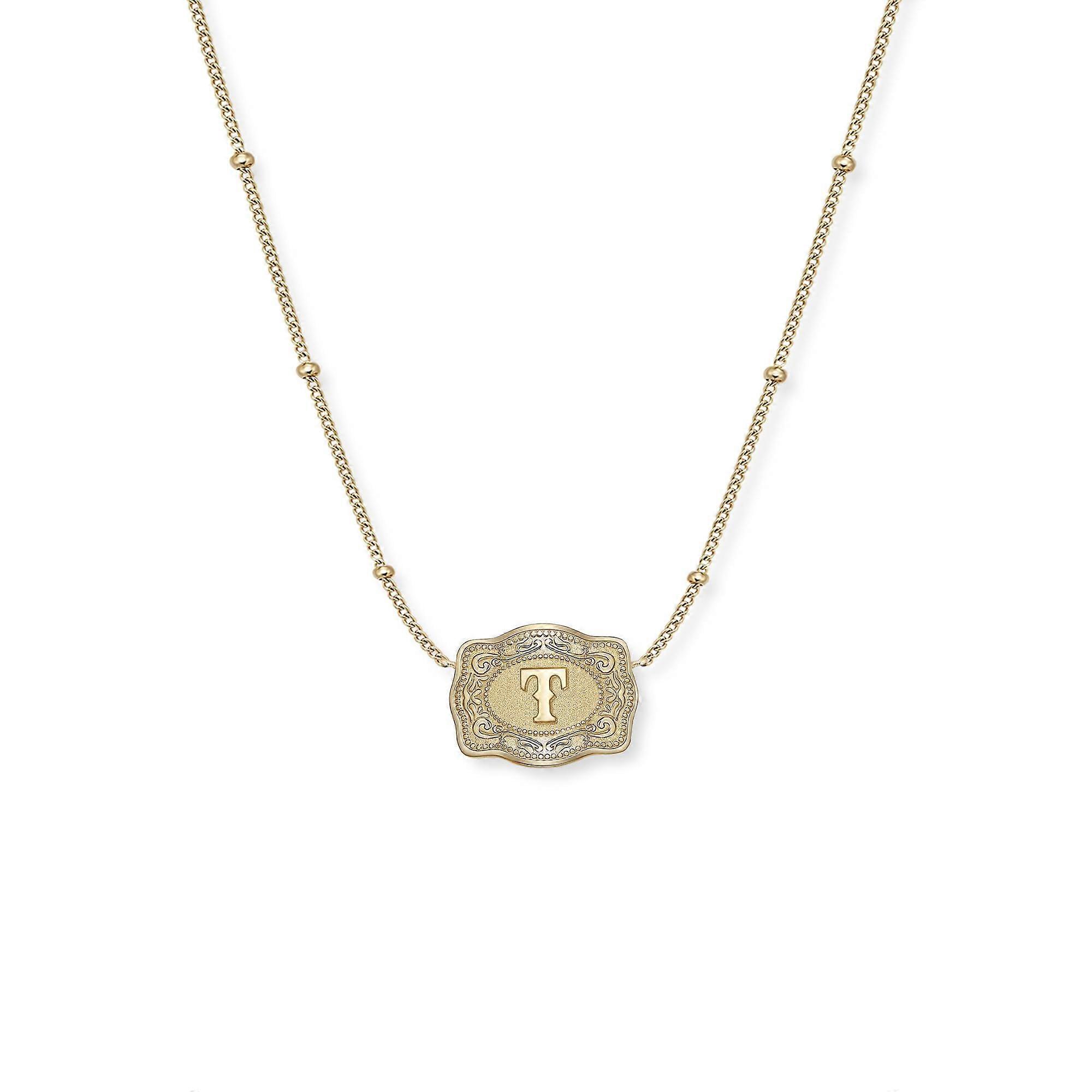 Mini-Quadrat-Gürtelschnalle mit Initialen, vergoldet