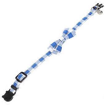 Blue Cat Collar with Bell for Pet Use 4Pcs Comfortable Polyester Collars