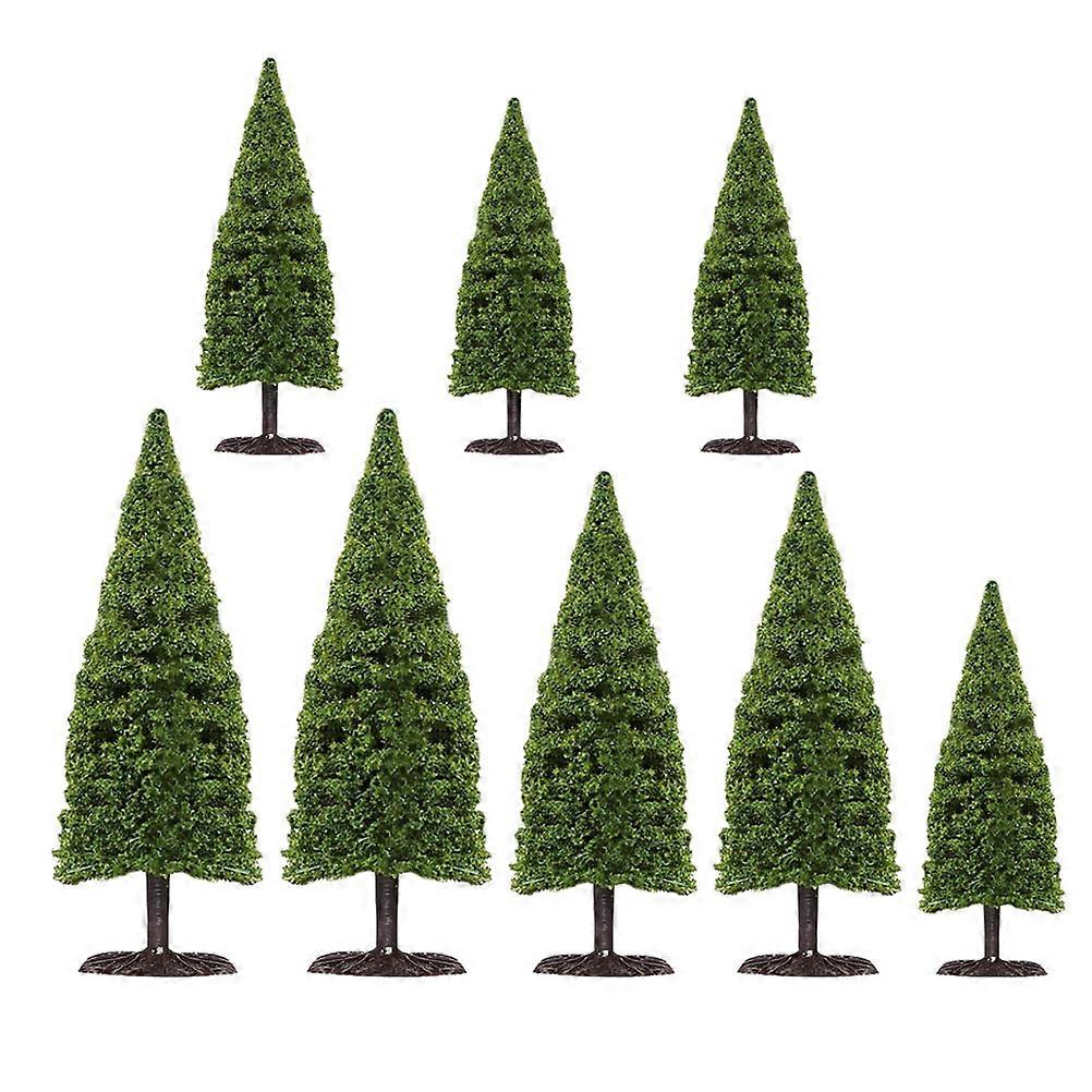 8Pcs Green Micro Model Trees for Landscape Plastic Mini Trees Decoration