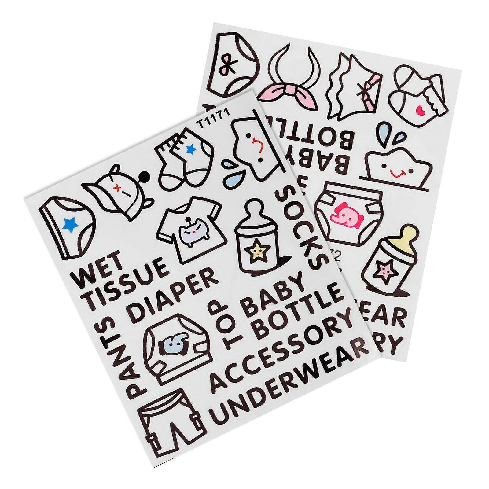 Clothes Classification Sticker Clothes Sort Labels for Warning 2 Sheets PVC Material