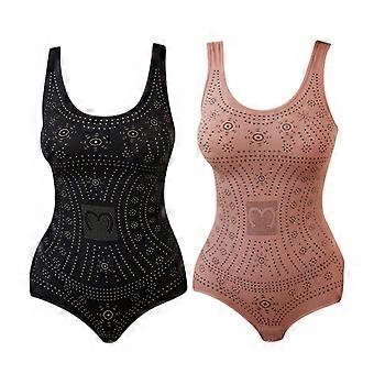 2Pcs Women Shapewear Abdomen Control Tank Top Bodysuit Full Body Shaper Invisible Slimming Underwear for Daily Use  black skin color XL