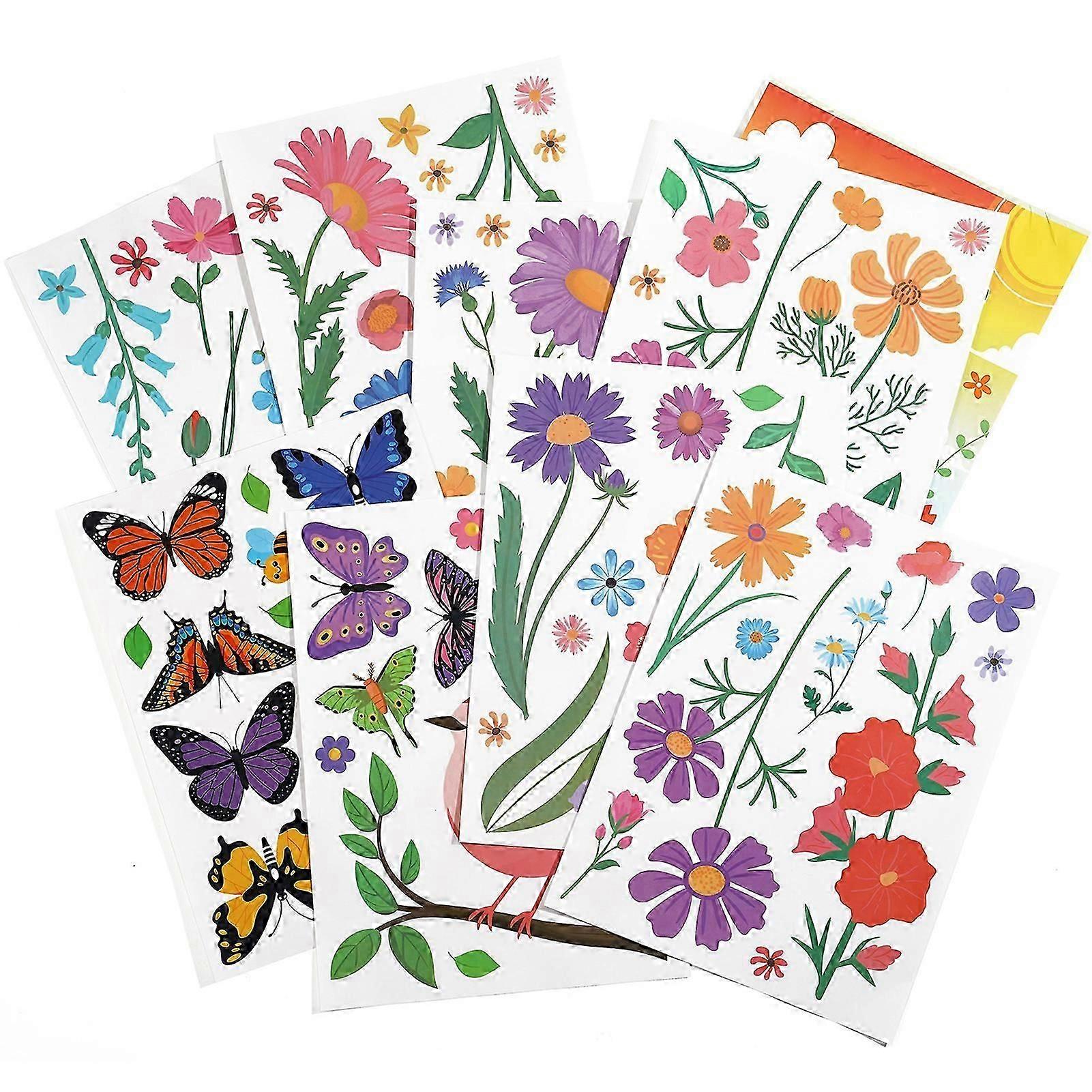 8 Sheets Spring Window Clings  Portable & Foldable