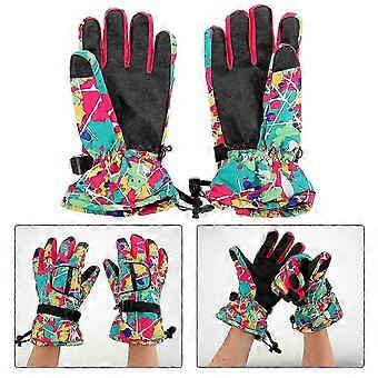 Wasserdichte, warme Handschuhe für Outdoor-Skifahren, Damen, rosa Handschuhe