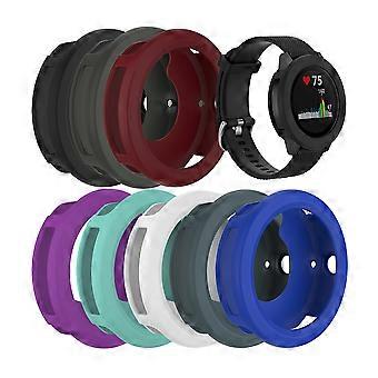 2 Pcs Silicone Smart Watch Case Anti-fall Wristwatch Shell Frame Scratch Proof Protective Cover Compatible for Garmin Vivoactive3 (White, Black Style)