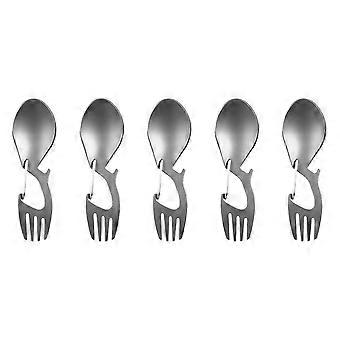 5X 3 in 1 Picnic Titanium Spoon Tableware Titanium Fork Ultralight Pure Titanium or Stainless Steel Spork