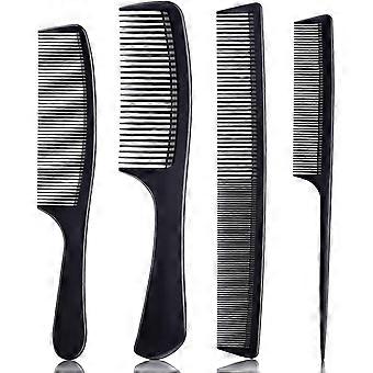4PiecesCombsforWomenandMan,PremiumBlackCarbonFiberHairCombSetforTeasingandPartin