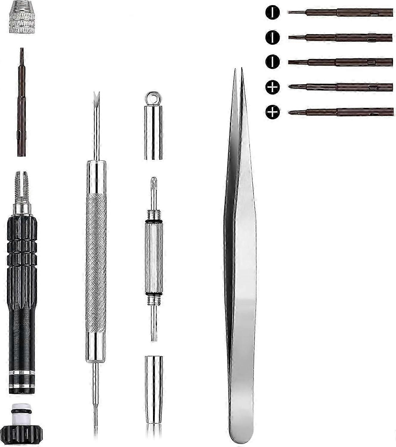 Precision Screwdriver Set, 9-Piece, Non-Magnetic Tips, Ergonomic Color-Coded Handles for Watches, Eyeglasses, Jewelry, Small Electronics