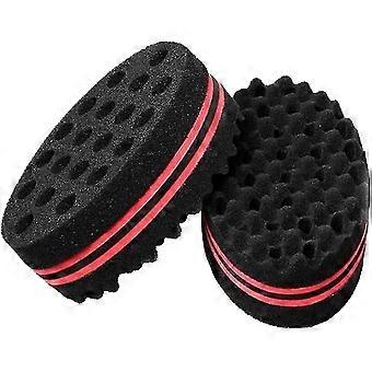 Hair Twist Sponge, Afro Curl Sponge Big Holes Barber Hair Brush Sponge Afro Hair Sponge For Twists And Dreadsblack, Red2 Pack