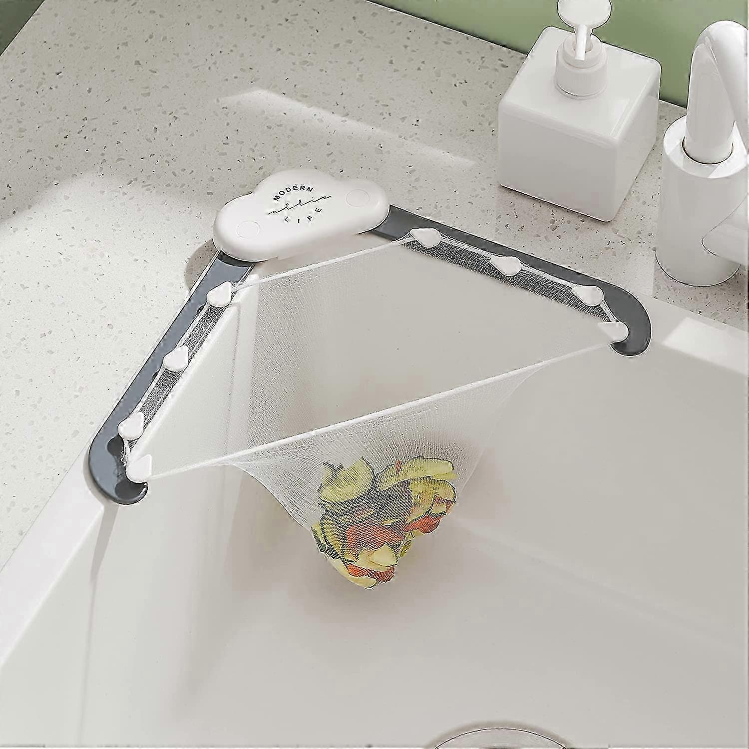 Kitchen Triangle Sink Strainer,Foldable Bracket Sink Strainer,Kitchen Leftovers Filter