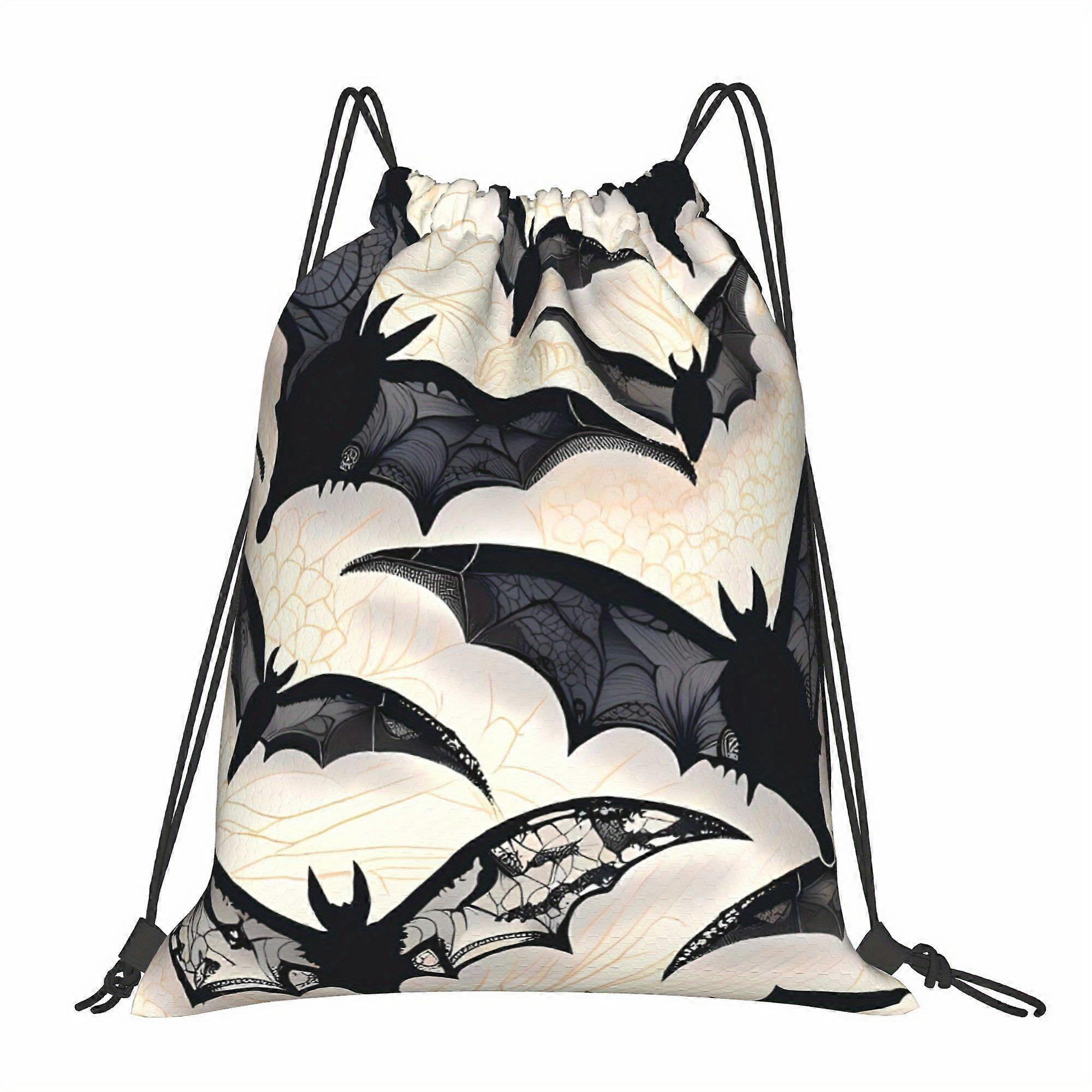 2D Flat Drawstring Bag, Bat-shaped Drawstring Pouch, 2D Flat-Cqazw