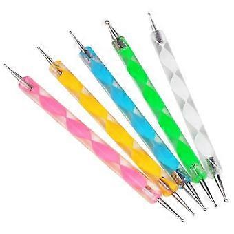 5Pcs Dual Tip Nail Art Dotting Tools Set, Professional Marbleizing Manicure Pens for DIY Design