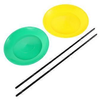 2pcs Juggling Plate With Sticks Skill Juggling Toy Set Circus Multi Colored Spinning Plate For Party Entertainment Beginners