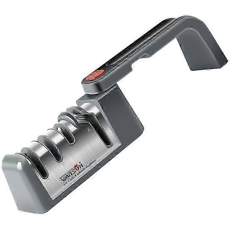 Steel, Ceramic Knife Sharpener - 3 Slots - Foldable and Compact Sharpener
