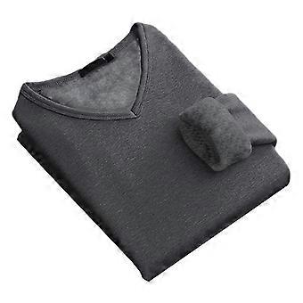 Winterliches Herren-Top mit V-Ausschnitt, samtgefüttert, warm, langärmelig, weicher Pullover, lässiges Herren-Basistop, Übergröße, Herren-Unterhemd