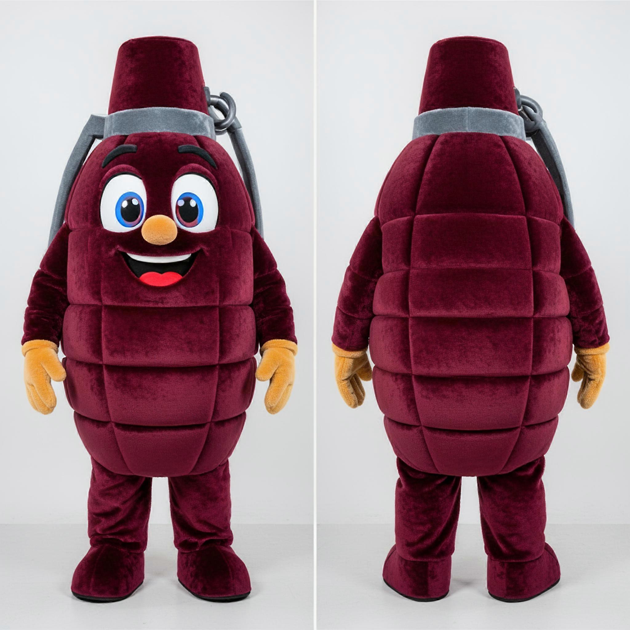 MASTICOT Maroon Plush Grenade Mascot
