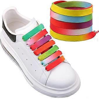 2 Pairs 120cm Flat Shoe Laces for Sports Shoes, Durable Colorful Rainbow Shoelace Replacement 12mm