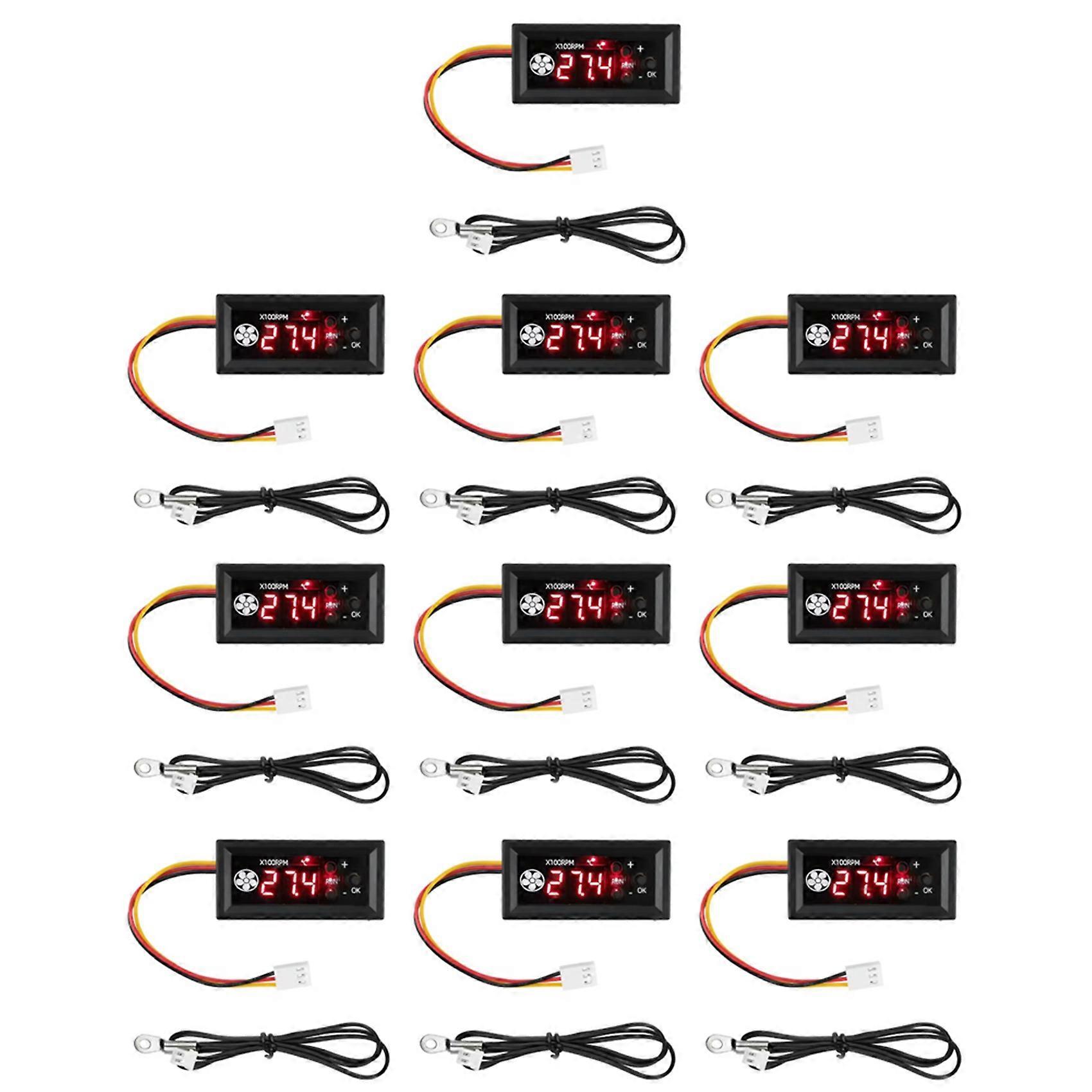 10X PWM Fan Temperature Controller Speed Controller LED Digital Display Temperature Speed Meter with Temperature Sensor