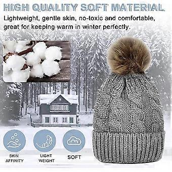 Soft Stretchy Kids Winter Knit Cap, Stylish Crochet PomPom Beanie For Boys And Girls Daily Outings